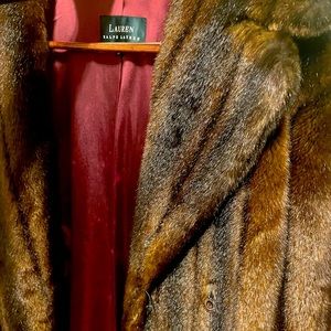 Lauren by Ralph Lauren faux fur coat. 90’s. Rich brown color. Long.